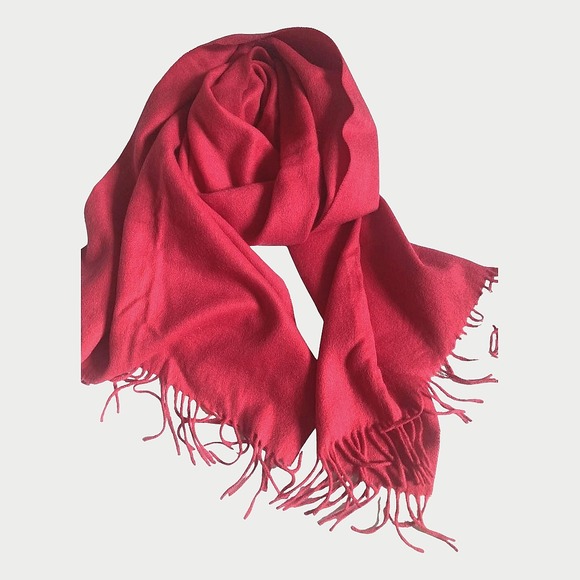 $100 EUC STOCKHOLM ATELIER & OTHER STORIES wool knit scarf O/S hot pink solid - Picture 2 of 8